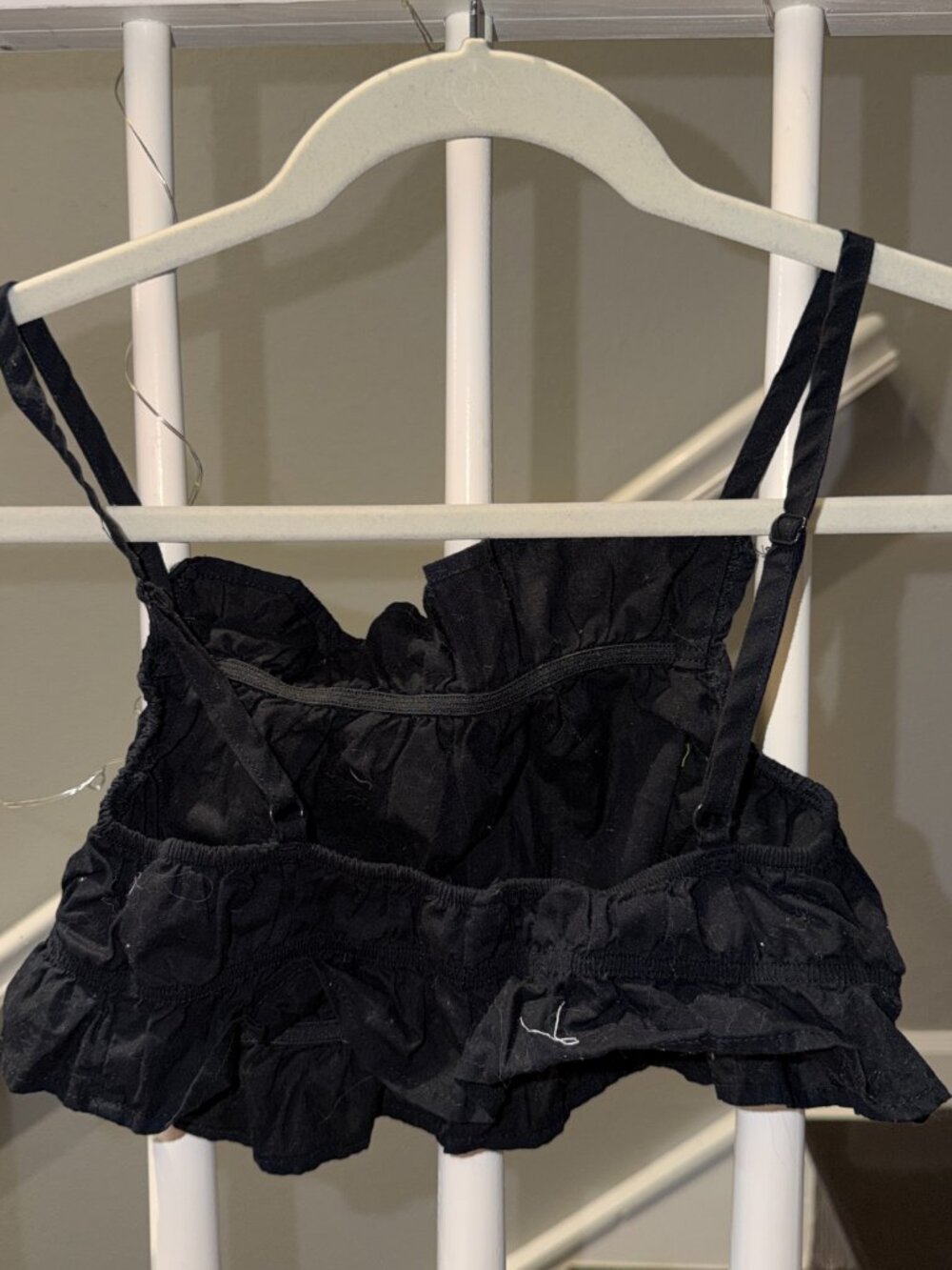 Black Ruffled Cami Top - S (fitted/tiny) - Picture 2 of 4